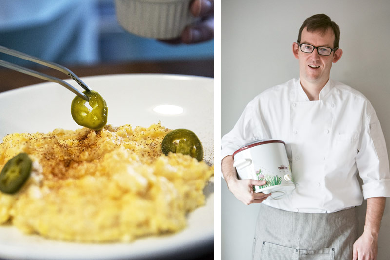 My Frederick Magazine Feature- Smoked Gouda Grits with Country Ham & Pickled Jalapenos