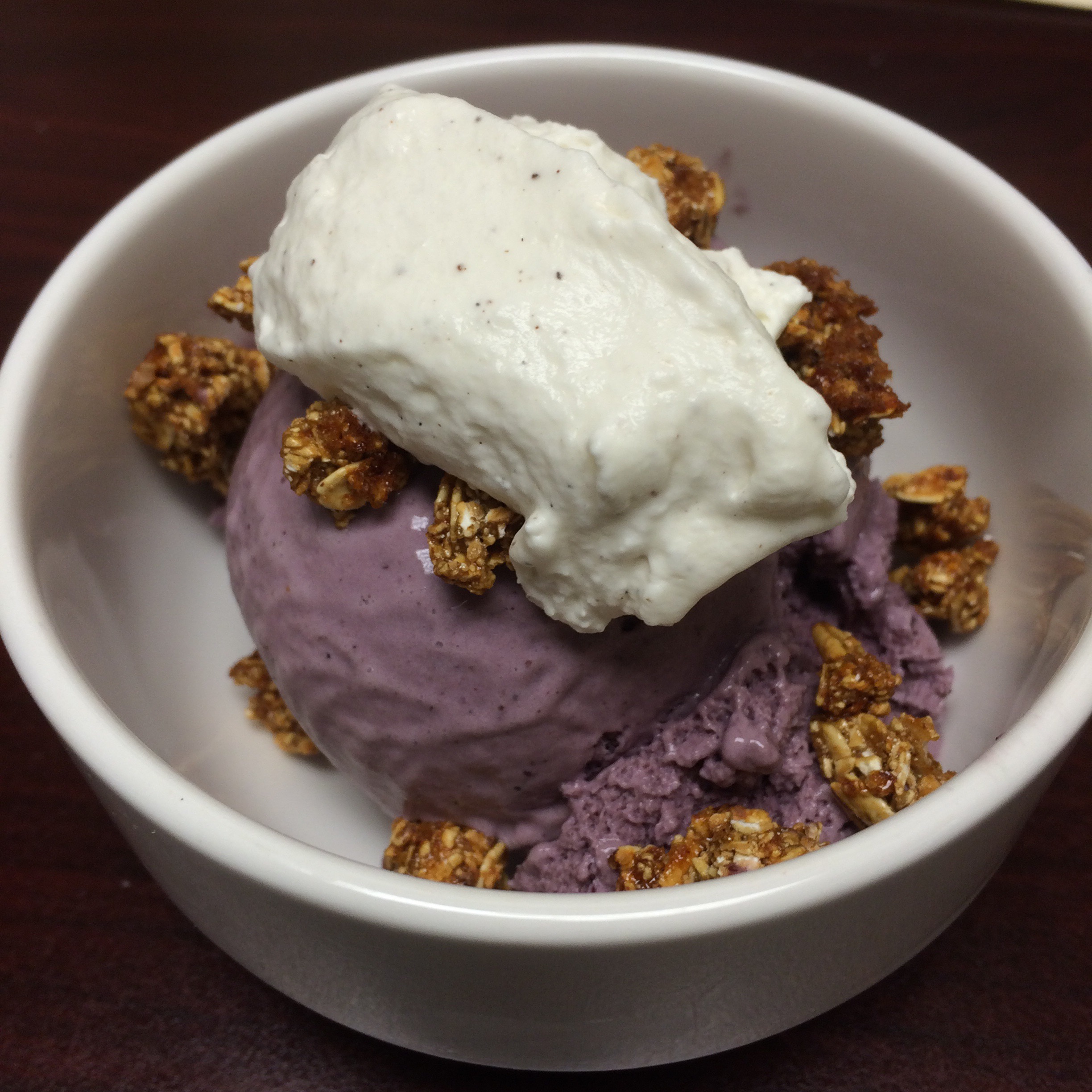 blueberry tarragon ice cream with granola