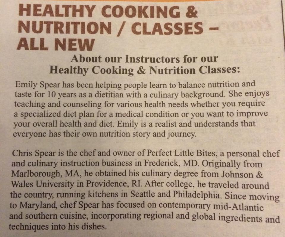 cooking classes in frederick maryland