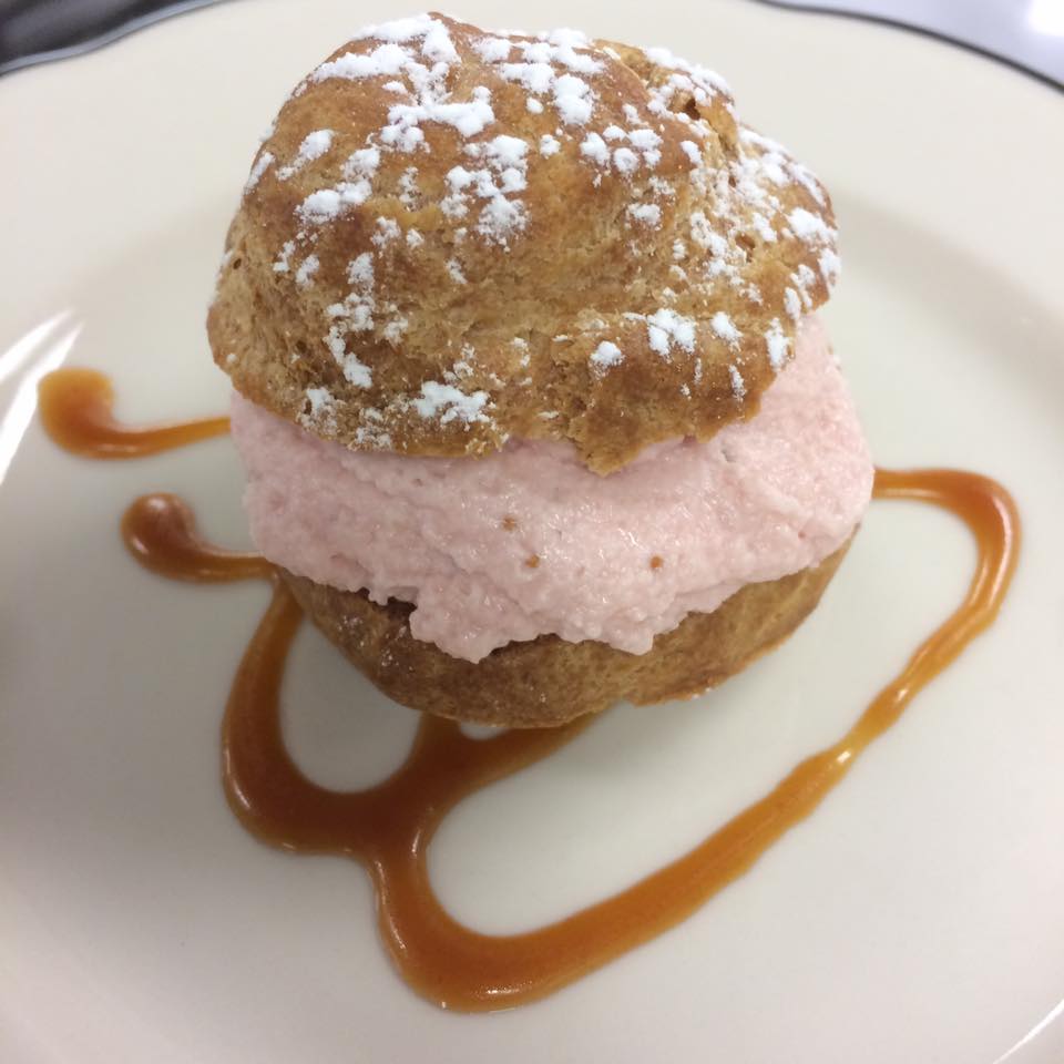 Cream Puff with Strawberry Whipped Cream and Salted Caramel