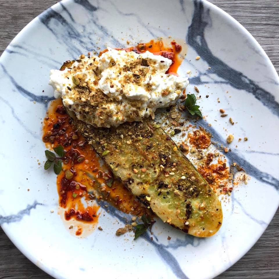 Grilled Cucumber with Middle Eastern Accompaniments